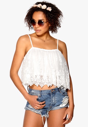 Mixed from Italy Mesh Flower Crop Top Cream 38 (UK12)