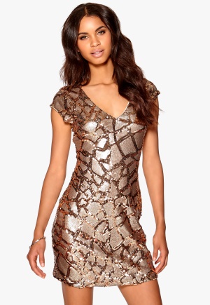 Make Way Shea Dress Gold/Brown XXS