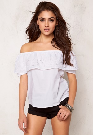 Pieces Brooke Off Shoulder Top Bright White XS