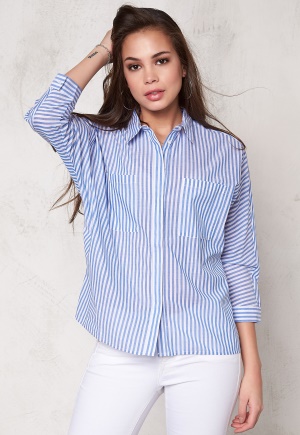 SOAKED IN LUXURY Stay Shirt Blue and White S