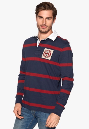 TOMMY HILFIGER Tylor Rugby Tee Navy Blazer/ Red M
