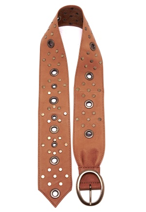 Pieces Val leather waist belt Cognac+nitar 70