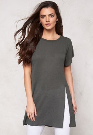 VERO MODA Donna long slit s/s top Beluga XS