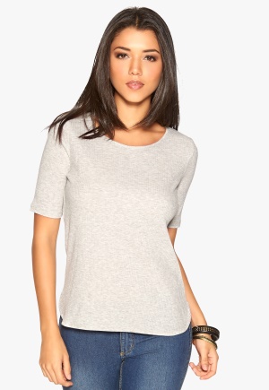 VILA Goa Rib Top Light Grey Melange M