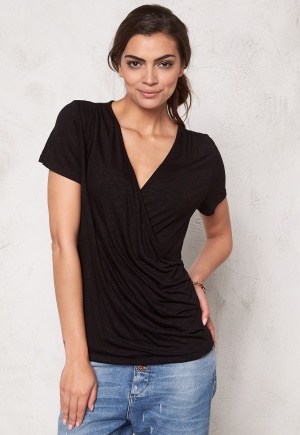 VILA Lilja Wrap s/s Top Black XS