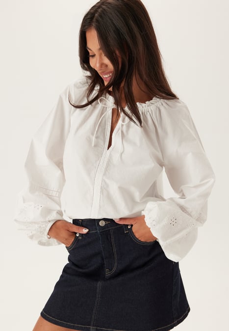 BUBBLEROOM Broderie Anglaise Tie Blouse 