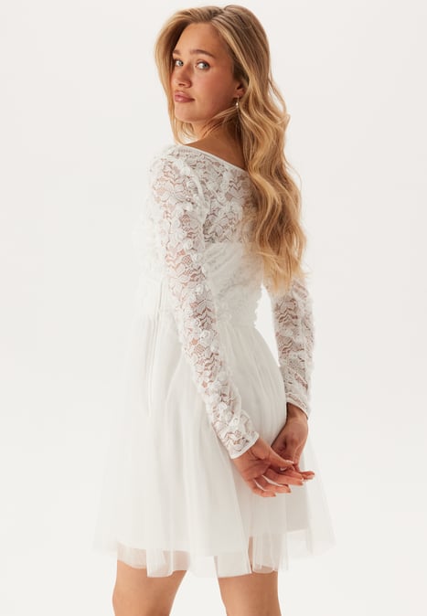 Bubbleroom Occasion 3D Flower L/S Lace Dress