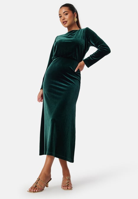 Bubbleroom Occasion Bow Velvet Midi Dress