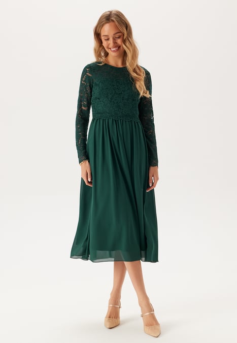 Bubbleroom Occasion Lace Long Sleeve Midi Dress