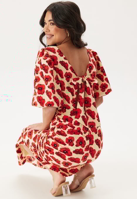 Bubbleroom Occasion Puff Sleeve Bow Midi Dress
