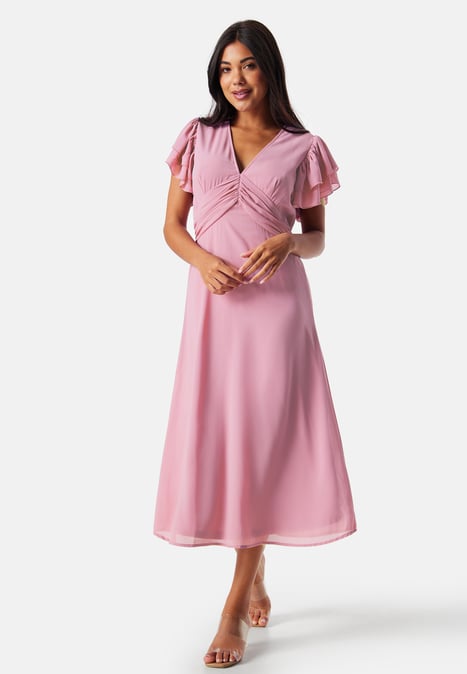 Bubbleroom Occasion Flounce Sleeve Chiffon Dress