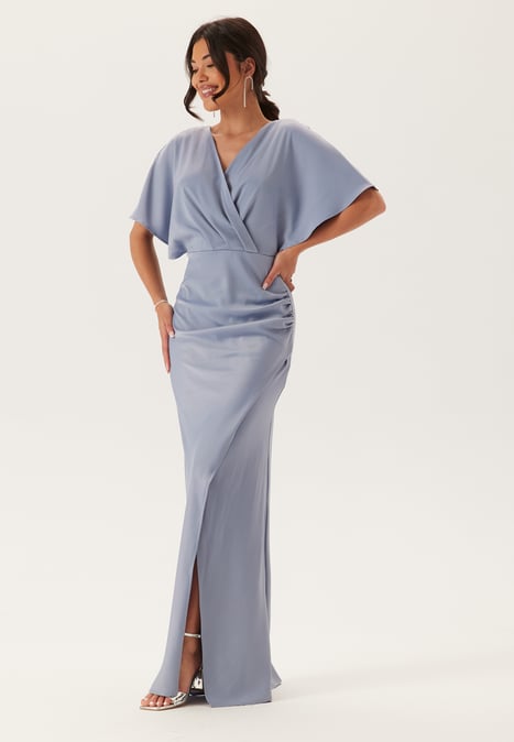 Bubbleroom Occasion Wrap Satin Gown