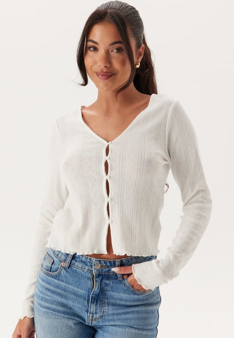 BUBBLEROOM Pointelle Cardigan Top