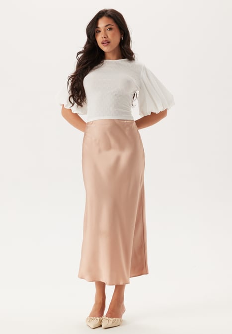 BUBBLEROOM Satin Midi Skirt