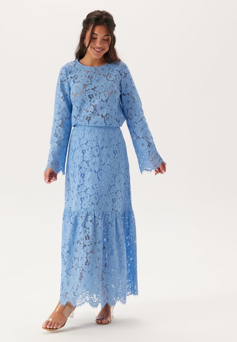 BUBBLEROOM Scalloped Lace Edge Maxi Skirt