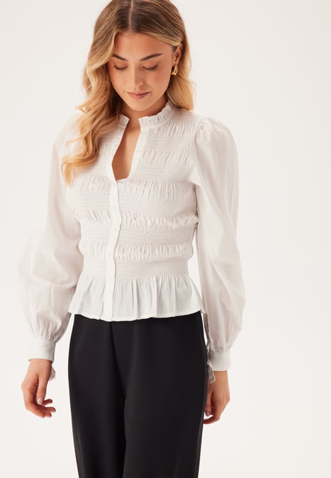 BUBBLEROOM V-neck Cotton Smock Blouse