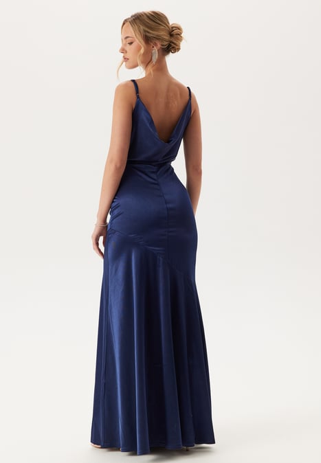 Goddiva Satin Cowl Neck Maxi Dress
