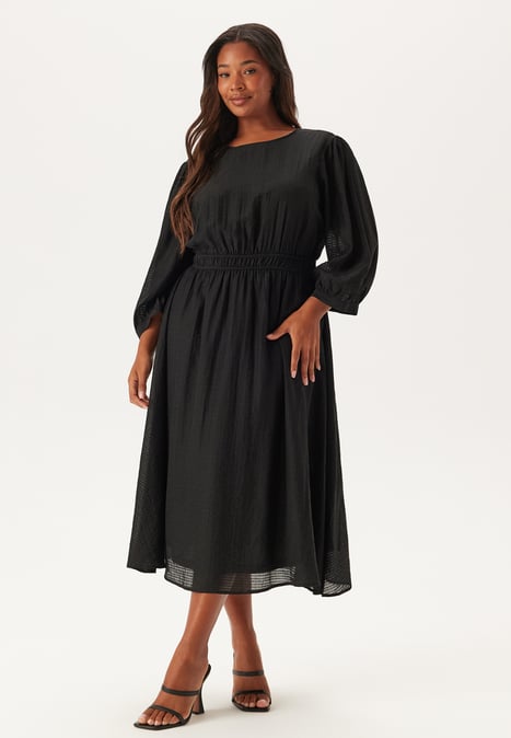 Happy Holly Balloon Sleeve Structured Midi Dress