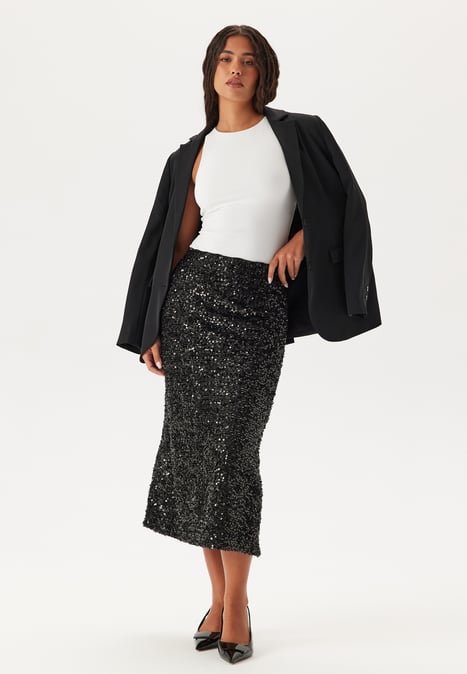 Pieces Pcserena Sequin Hw Midi Skirt