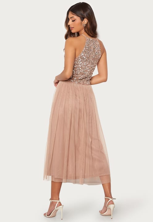 AngelEye High Neck Sequin Midi Dress