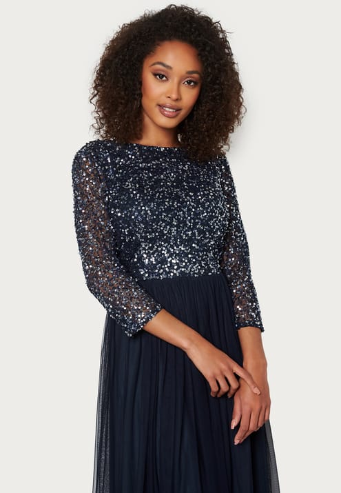 AngelEye Sequin Bodice Mid Dress