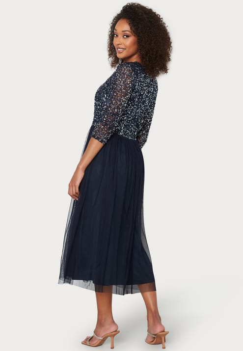 AngelEye Sequin Bodice Mid Dress