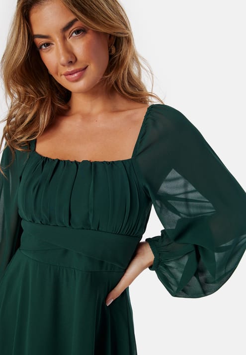 BUBBLEROOM Square Neck L/S Georgette Dress