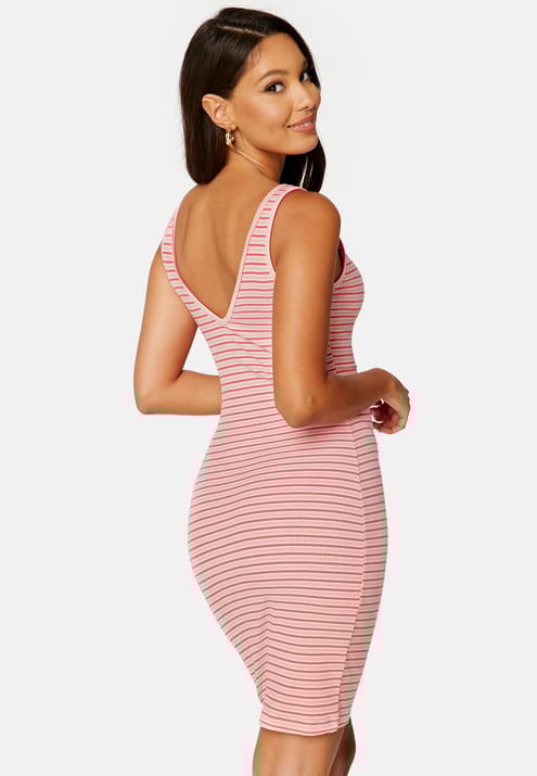BUBBLEROOM Hallie striped rib dress