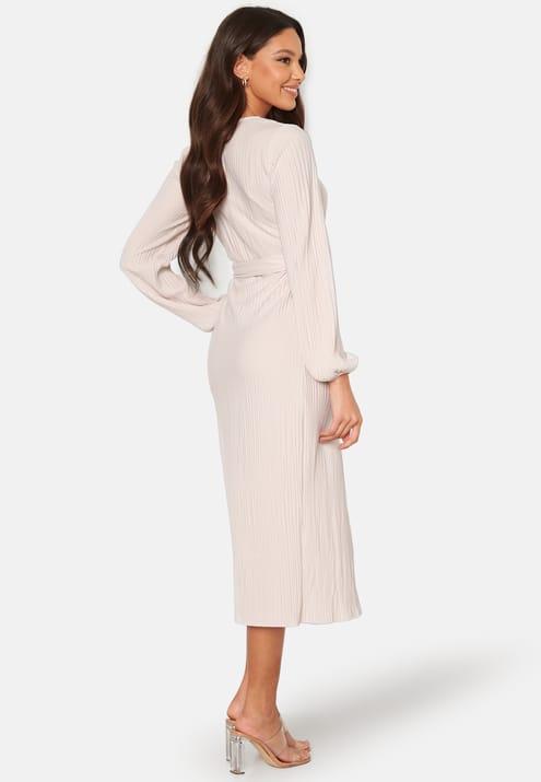 BUBBLEROOM Pleated Wrap Midi Dress