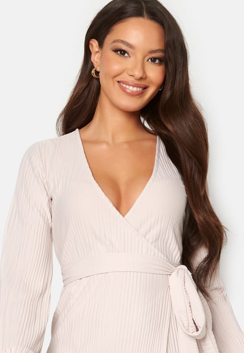 BUBBLEROOM Pleated Wrap Midi Dress
