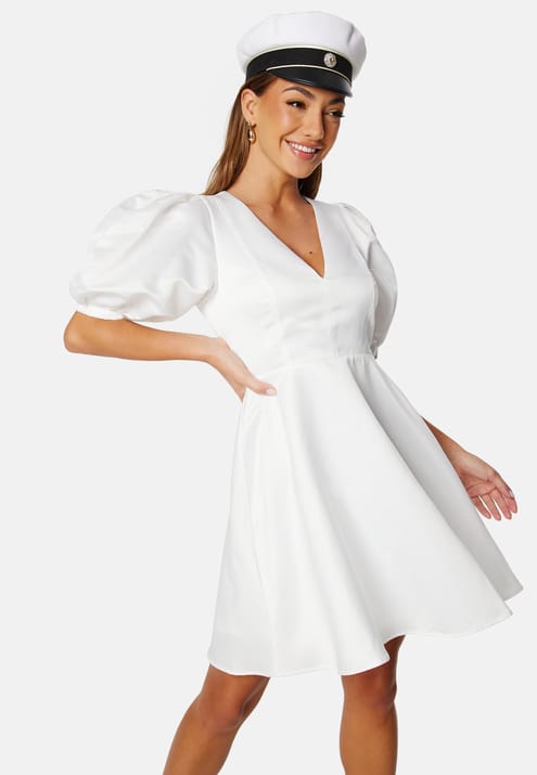 Bubbleroom Occasion Puff Sleeve Satin Dress