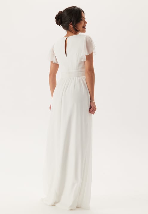 Bubbleroom Occasion Butterfly Sleeve Pleated Wedding Gown