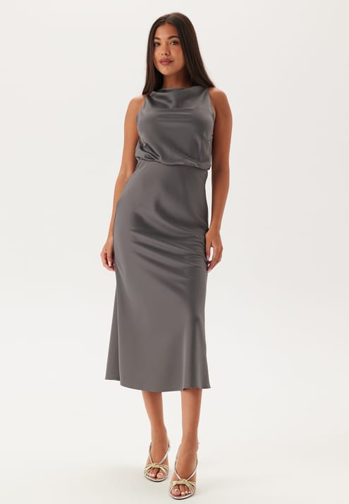 Bubbleroom Occasion Cowl Neck Satin Midi Dress