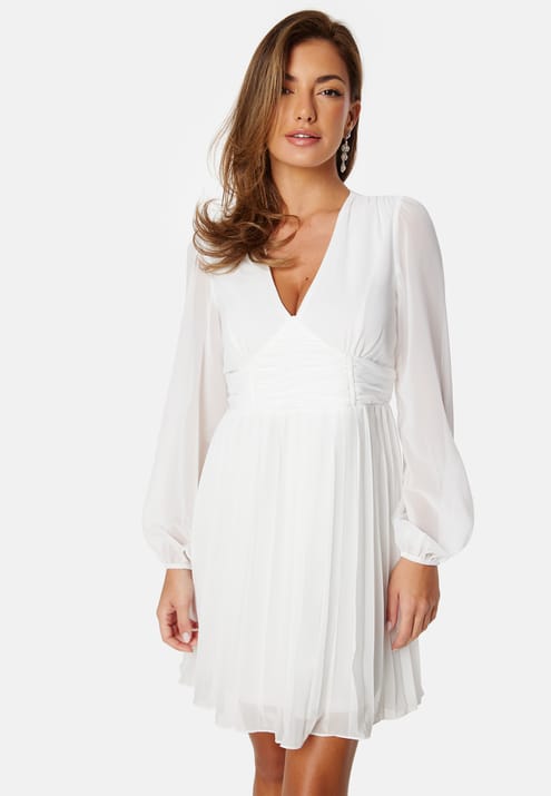 Bubbleroom Occasion Pleated L/S Chiffon Dress