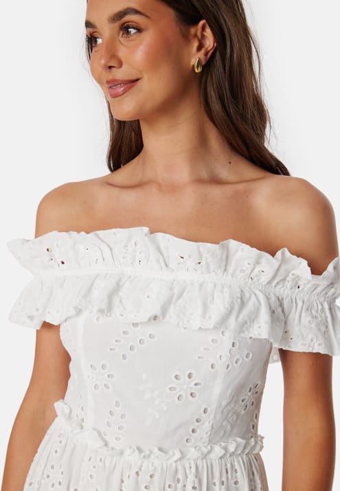 Bubbleroom Occasion Broderie Anglaise Flounce Off Shoulder dress