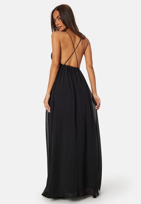 Bubbleroom Occasion Pleated V-neck chiffon gown