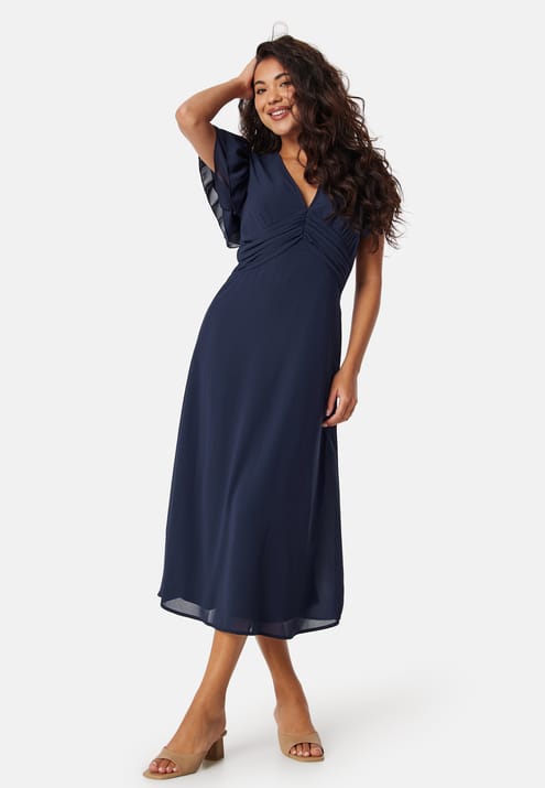 Bubbleroom Occasion Flounce Sleeve Chiffon Dress