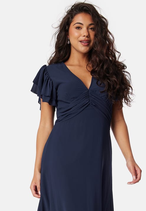 Bubbleroom Occasion Flounce Sleeve Chiffon Dress