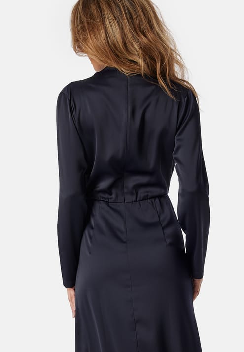 Bubbleroom Occasion Satin High Collar Midi Dress