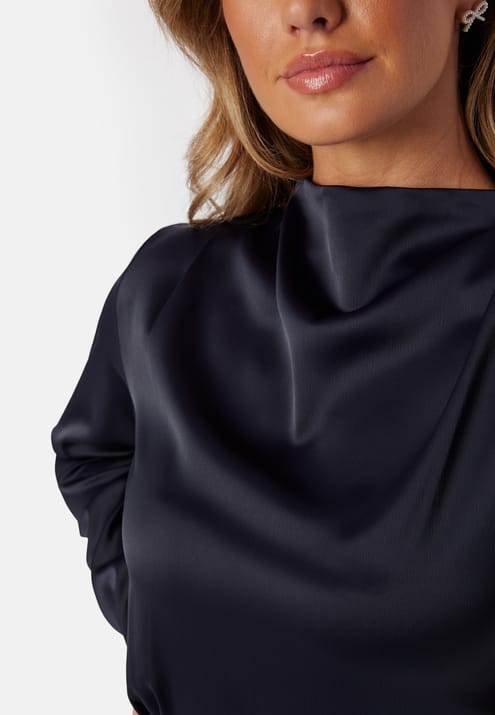 Bubbleroom Occasion Satin High Collar Midi Dress
