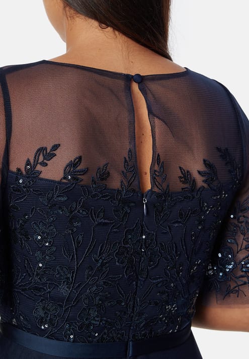 Bubbleroom Occasion Embroidered Mesh Midi Dress