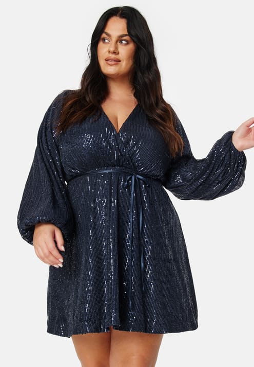 Bubbleroom Occasion Sequin Balloon Sleeve Dress