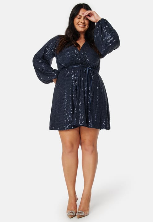 Bubbleroom Occasion Sequin Balloon Sleeve Dress