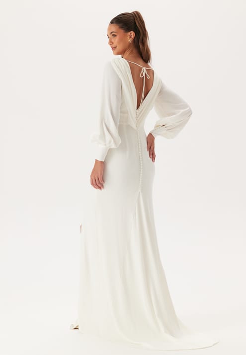 Bubbleroom Occasion Waterfall Back Satin Wedding Gown