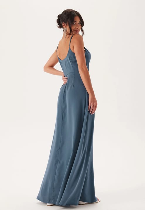 Bubbleroom Occasion Waterfall Slit Satin Gown