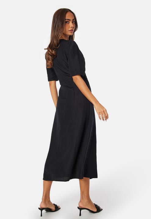 BUBBLEROOM Linen Blend Wrap Dress