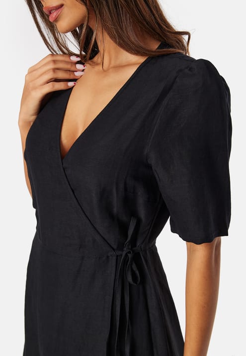 BUBBLEROOM Linen Blend Wrap Dress