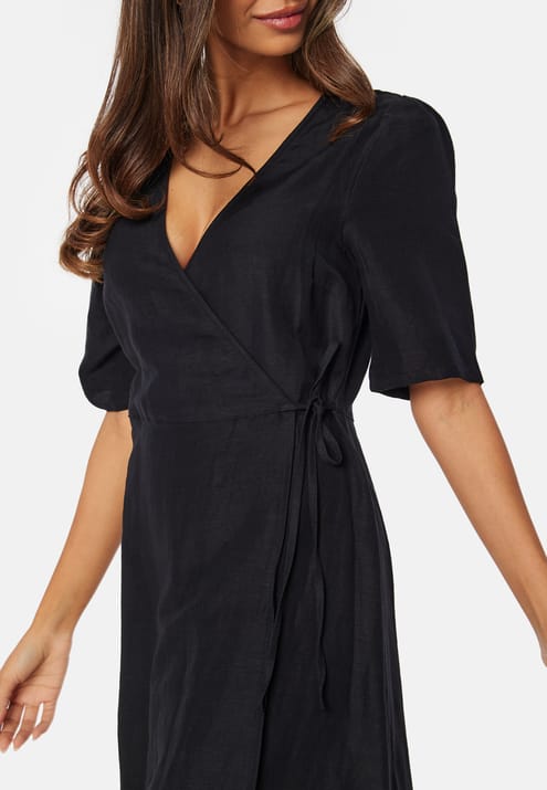 BUBBLEROOM Linen Blend Wrap Dress