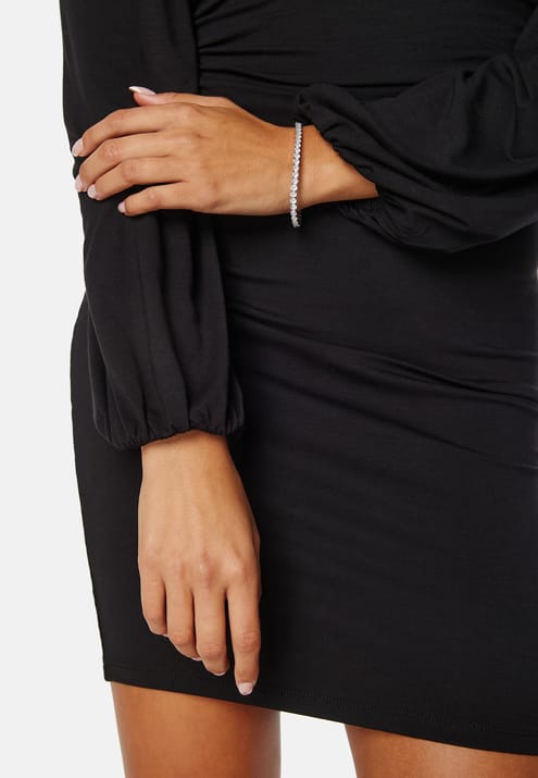 BUBBLEROOM Square V-neck Puff Sleeve Short Dress