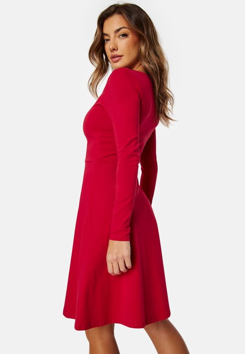 BUBBLEROOM Square V-neck L/S Skater Dress